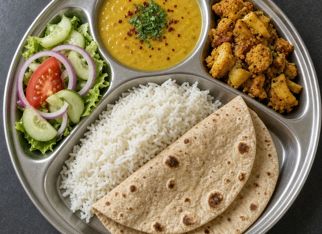 Homemade Veg Thali and tiffin from Pind Di Roti in Toronto
